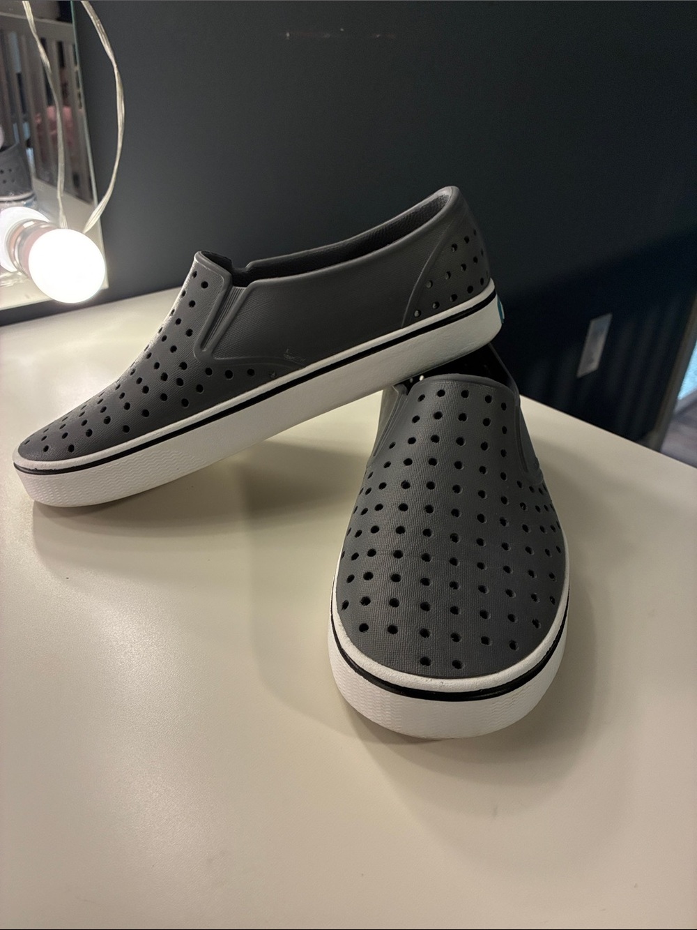 Native Women's Gray Perforated Slip-On Loafers
